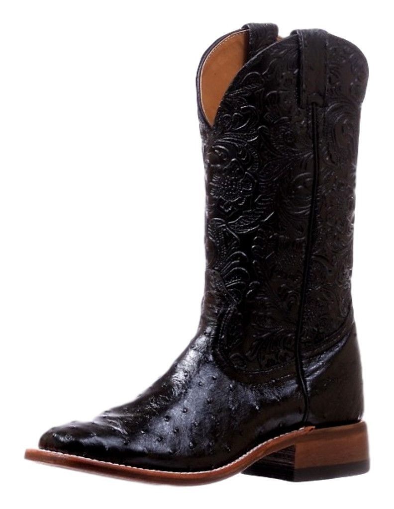 Boulet Western Boots Womens Exotics Ostrich Stockman Heel Black 5525 ...