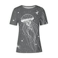 thumbnail image 4 of Tops de Ajuste Suelto para las Mujeres Sudadera Casual Impresa Manga Corta Cuello Redondo Superior, Poliéster, 4 of 4