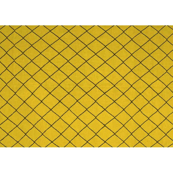 Ahgly Company Machine Washable Indoor Rectangle Solid Yellow Modern Area Rugs, 7' x 10'