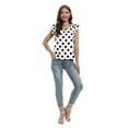 thumbnail image 4 of Xmarks Women's Summer Casual T-Shirts Crew Neck Ruffle Short Sleeve Polka Dot Tops Loose Blouses White S-3XL, 4 of 6