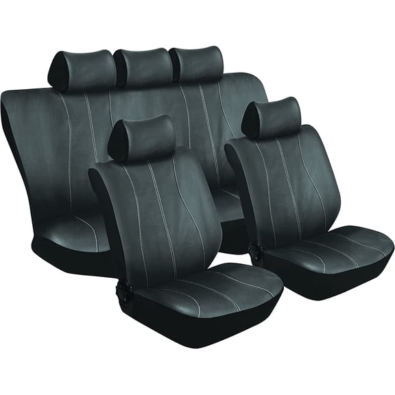 Galaxy Car Seat Cover Set (Black), Car Seat Protector, Interior Car Accessories, Front and Bench Seat Covers, Washable, Fabric, Spill Protectant, Stain Protectant, Easy Installation