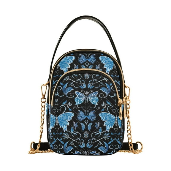 joogoo Women Blue with Butterfly Chain Crossbody Bags Shoulder Handbag Phone Purse
