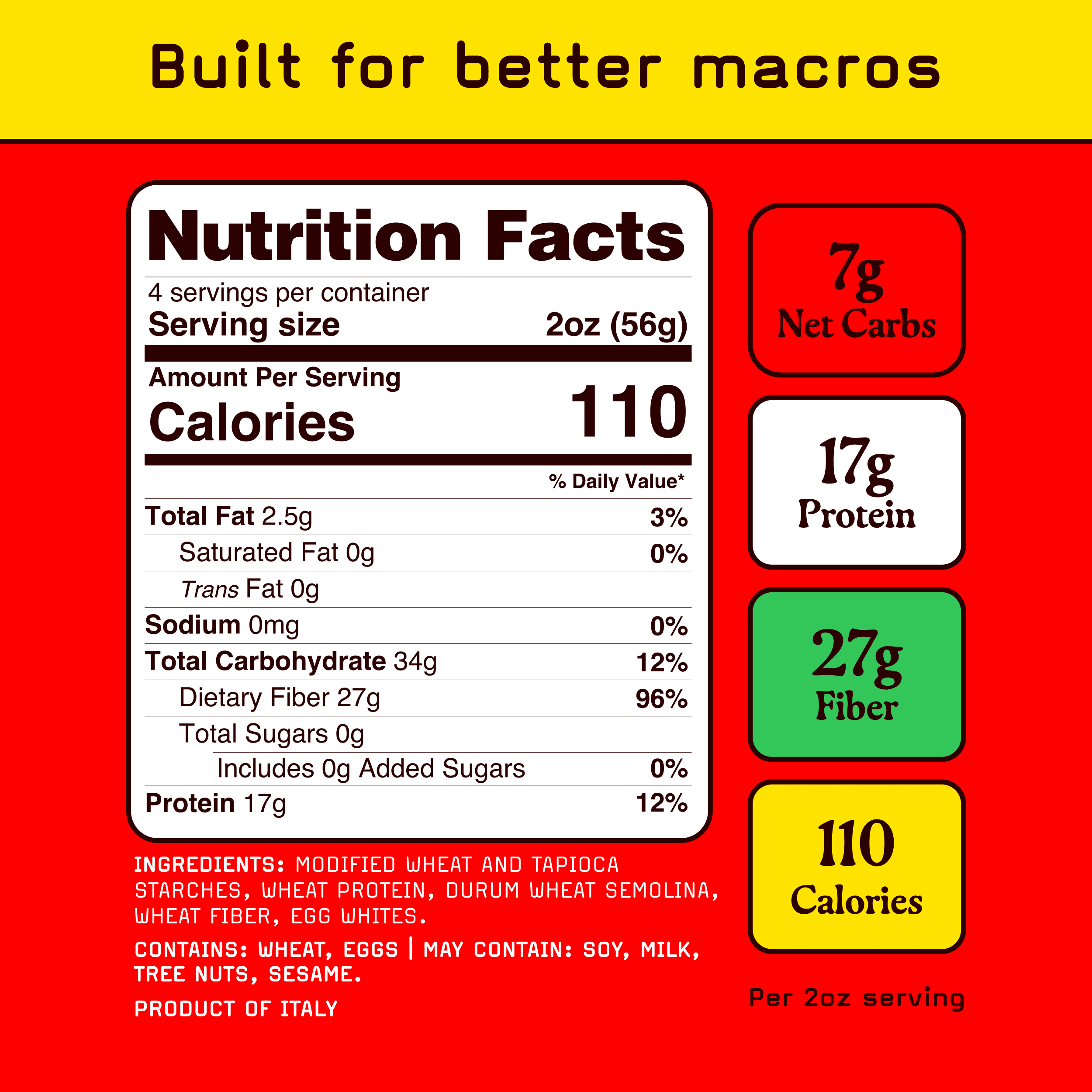 Pete's Pasta Rotini - 7g Low Carb, 17g High Protein - Authentic Italian Keto Wheat Pasta - 3 Pack, 8oz.