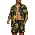 thumbnail image 1 of Gureui Men's Hawaii Shirt Suits, Casual Printed Button Down Short Sleeve Shirt + Beach Shorts 2Pcs Clothes Set, 1 of 9