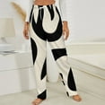 thumbnail image 3 of Abstract Black White Swirls Design Winter Female Pants Flannel High Waist Women Pants Lady Warm Straight Leg Plush Trousers, 3 of 7