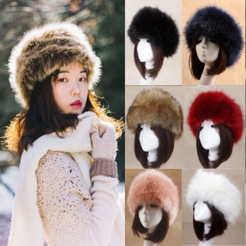 Thick Fluffy Russian Cap Faux Fur Headband Hat Winter Earwarmer Ski Hats