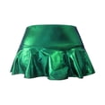 thumbnail image 4 of XIAOCHA Summer Shiny Micro Mini Skirt for Women Solid Leather Ruffle Hem Night Club Skirts, 4 of 4