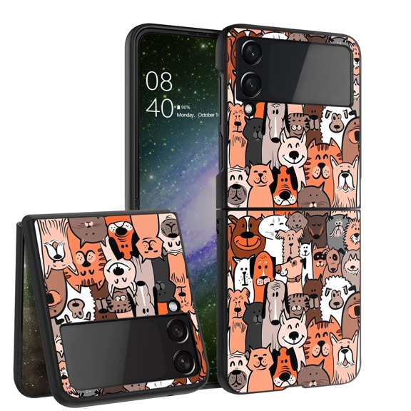 ANJ Hard Protective Printed Case Cover Compatible with Samsung Galaxy Z Flip 4 - Cartoon Cat