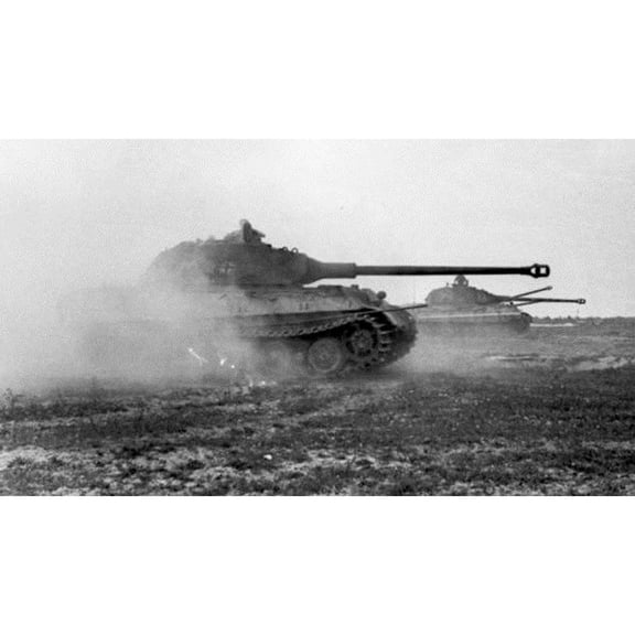 24x36 gallery poster, Tiger II tanks with the first version of the Krupp turret on the move in France June 1944