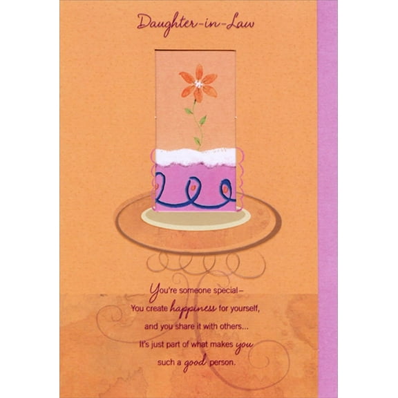 Designer Greetings Single Orange Flower Inside Die Cut Window: Create Happiness Birthday Card for Daughter-in-Law