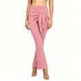 thumbnail image 4 of Lmueinov Bell Bottom Pants for Women Elastic Waist Tie Front Flare Pants Solid Color Slim Fit Trousers Fashion Casual Wrap Waist Pants for Vacation Everyday Wear, 4 of 7