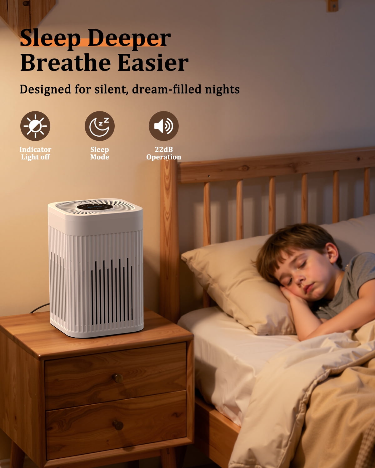 AIRFIRE Air Purifier H13 HEPA for Allergies & Pets, 975 Sq.ft, Quiet