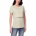 thumbnail image 4 of Lovskoo Womens Pregnant Nursing Slim Fit Tops Short Sleeve Cotton Crew Neck Breastfeeding T-Shirts Stretch Soft Comfy Tees Khaki S, 4 of 9