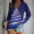 thumbnail image 2 of Plus Size Christmas Shirt for Women long Sleeve V Neck Floral Print Pullover Tunic Tops Multicolor-1 S, 2 of 4