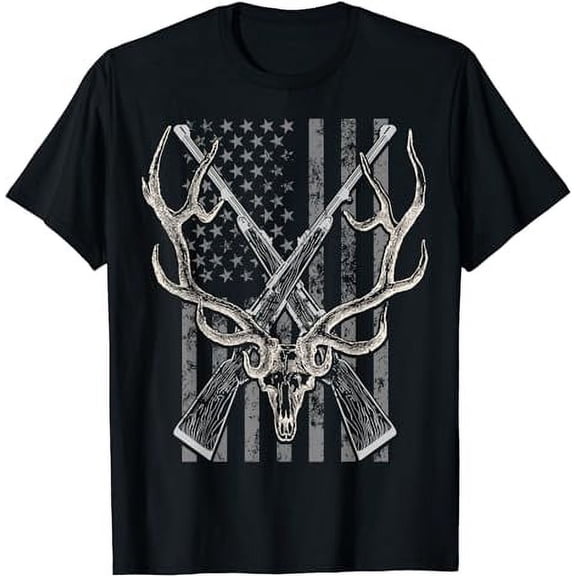 American Flag Deer Hunting T shirt Men USA Vintage Tee Gifts T-Shirt