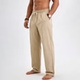 thumbnail image 5 of IhhxPro Men's Linen Outdoor Cargo Pants with Elastic Waist, Drawstring Casual Straight Leg Trousers, Relaxed Fit, Lightweight Summer Travel Hiking Style S-3XL, 5 of 9