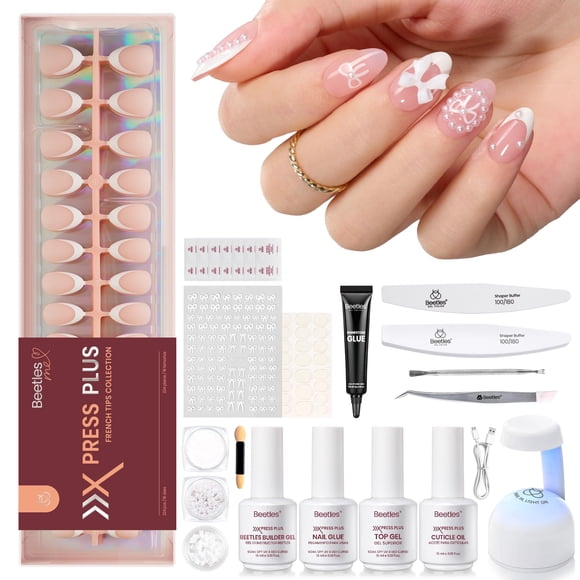 Kit de uñas Beetles X Press Gel con punta francesa con luz UV para mujer
