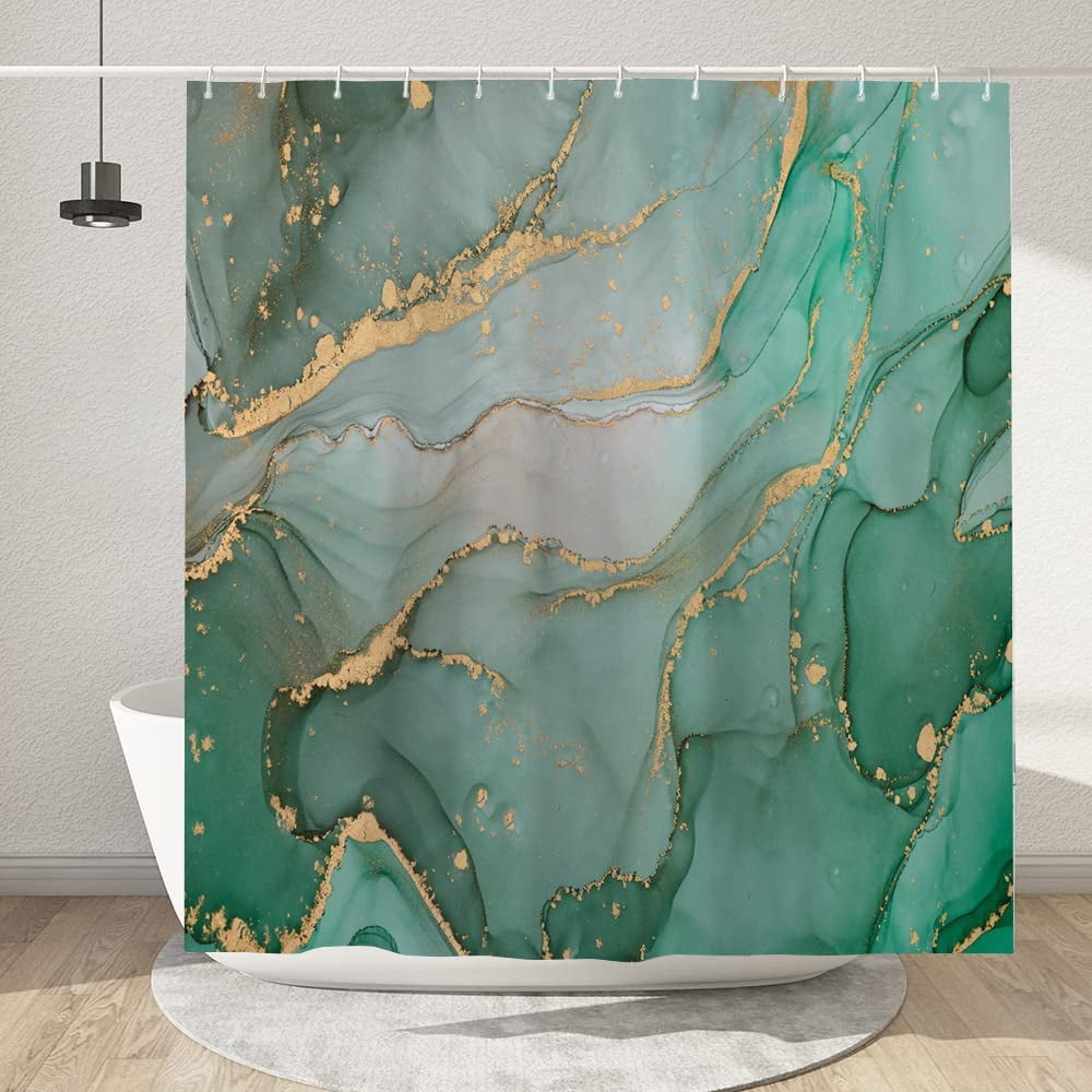Green Marble Shower Curtains Abstract Emerald Jade Mineral Marble