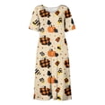 thumbnail image 4 of Women's Halloween Themed Casual Dress, Round Neck with Pockets Style , Everyday Outings, Halloween Print Casual Dress for Ladies Khaki 2XL, 4 of 6