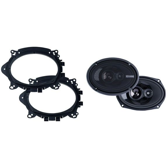 Memphis Audio PRX6903 Power Reference Series 6x9" 3-Way Coaxial Speakers With Swivel Tweeters - Pair with OEMBKT69 Vehicle Specific 6X9" Speaker Adaptors