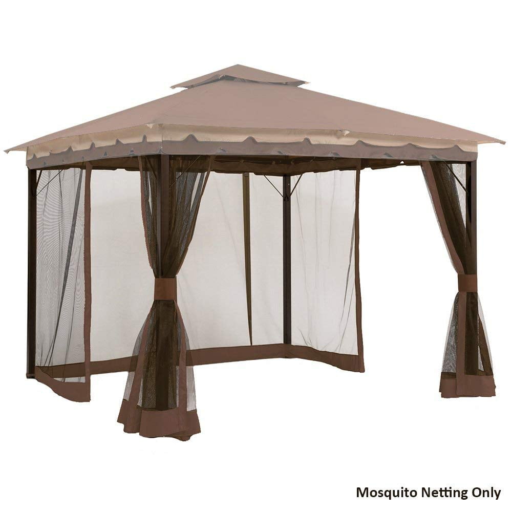 Beige Hofzelt Gazebo Replacement Mosquito Netting Screen Walls for 10' x 10' Gazebo Canopy Mosquito Net Only, Not Including Canopy and Metal Models 