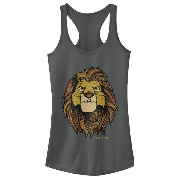 Junior's Lion King Noble Simba  Racerback Tank Top Charcoal Large