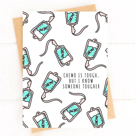 Chemo Support Greeting Card – “Chemo is Tough, But I Know Someone Tougher” – Encouraging Card with Envelope – Perfect for Encouragement and Support
