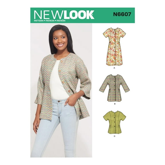 New Look Sewing Pattern 6607 Dresses, Tops