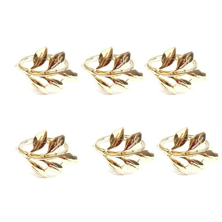 

6Pcs Fall Leaves Napkin Rings Christening Metal Wedding Gifts Party A