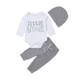 thumbnail image 3 of Infant Newborn Baby Boy Clothes Little Brother Print Romper Pants Legging Hat Outfits Set, 3 of 4