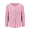 thumbnail image 5 of Kinrui Linen Sets for Women 2 Piece Outfits Long Sleeve Button Down Shirts & Drawstring Gauze Shorts Pink XL, 5 of 5