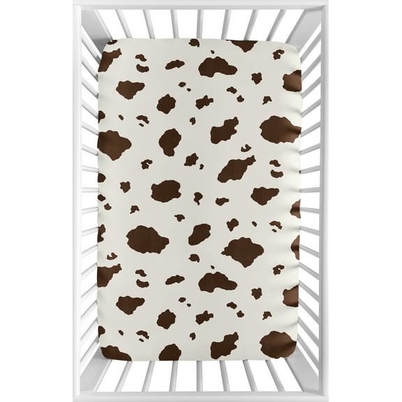 Wild West Cow Print Mini Fitted Crib Sheet by Sweet Jojo Designs