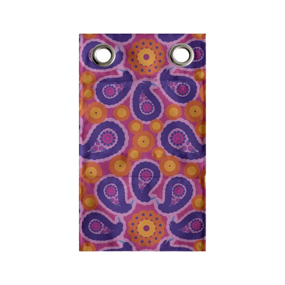 Paisley Hanging Pocket Organizer, Oriental Themed Pattern of Motif with Floral Inspirations, Printed Polyester Storage Bag with Pockets, 9" x 27", Magenta and Multicolor