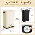 thumbnail image 3 of Kitchen Trash Can with Lid Soft Close, 13 Gallon / 50L Stainless Steel Pedal Garbage Can, Heavy-Duty Fingerprint Proof Step Wastebasket with 20 Bags, Removable Bucket, Home Office, Cream Beige, 3 of 9