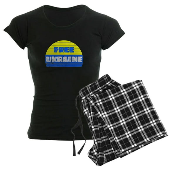 CafePress - Free Ukraine - Women's Short Sleeve Print T-Shirt and Pants Dark Cotton Pajama Set