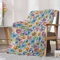 thumbnail image 6 of Fleece Blanket Retro Flowers Daisy Blankets, Soft Cozy Warm Flannel Throw Blanket, Blue Pink Yellow Floral Art Blanket for Bed Couch Sofa,40x60In, 6 of 9