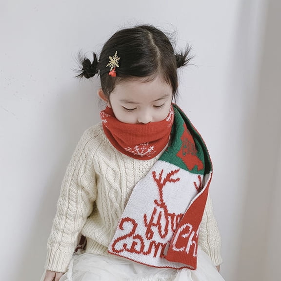 HOOWIFFY Red Cotton Christmas Scarf with Festive Pattern, Cozy Winter Warmth Accessory for Family Holiday Outfits
