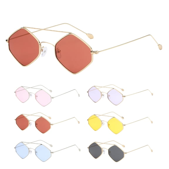Only Moment Sunglasses-Women Resin Vintage 70S Double Bridge Sun Glasses Black One Size