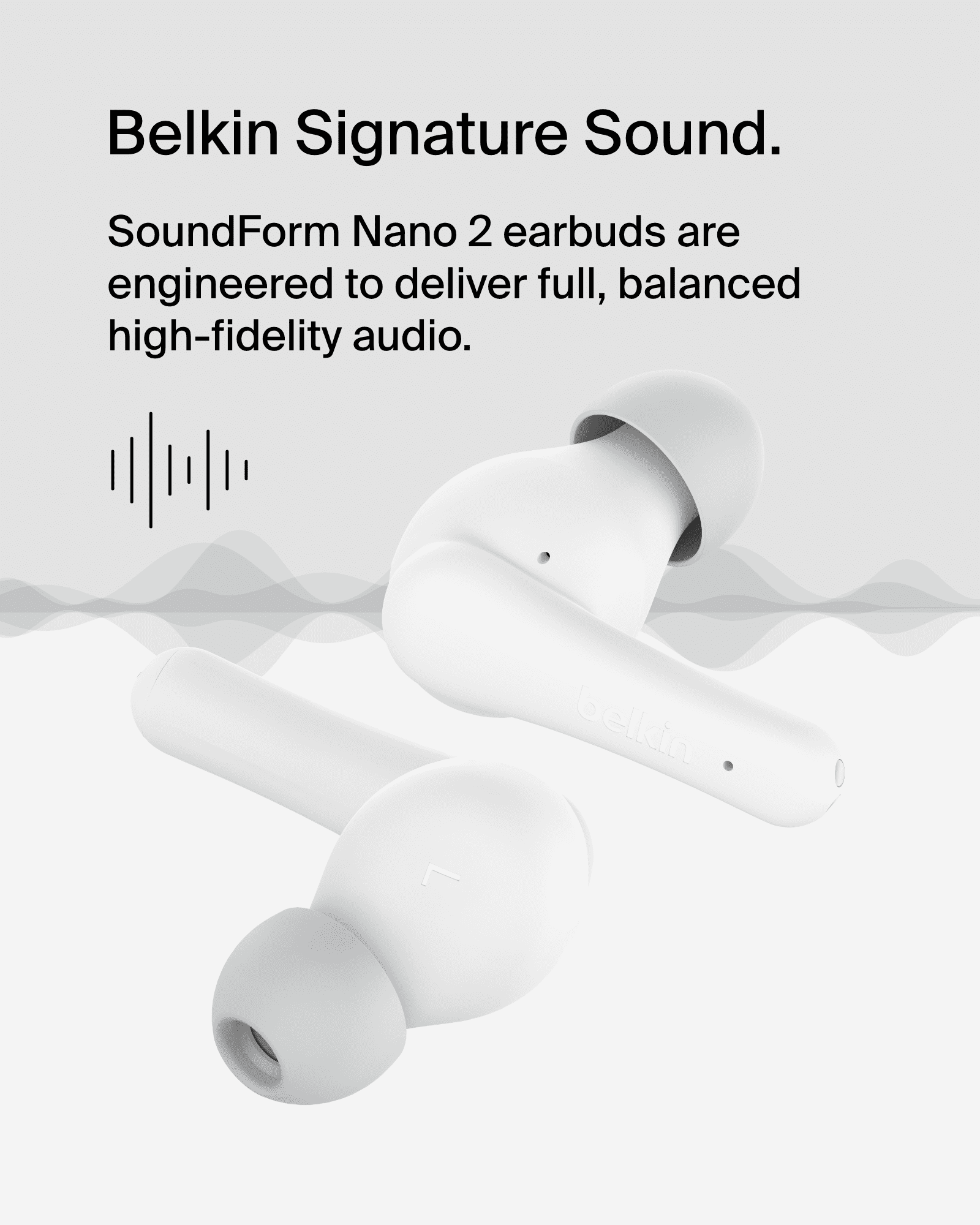 Belkin SoundForm Nano 2 Bluetooth Earbuds for Kids with Built-in Microphone, 28H Battery Life, Safe 85dB Volume, IPX5 Water Resistance - Kids Bluetooth Earbuds for iPhone, iPad, Galaxy - White
