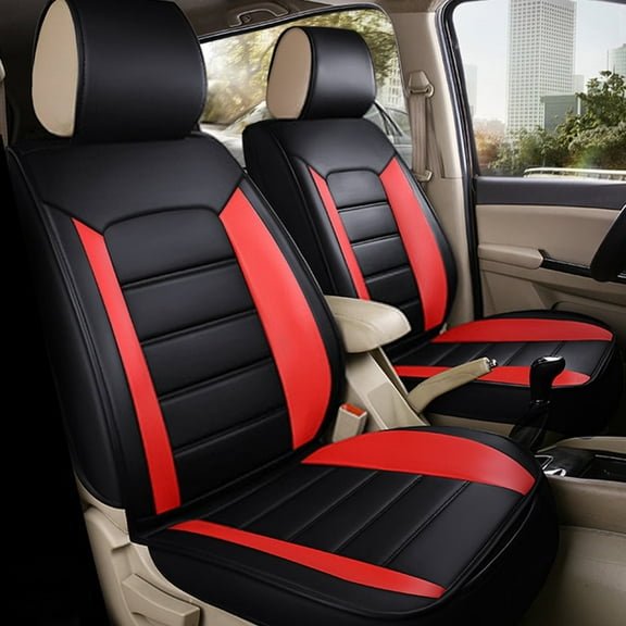 Maidao Car Seat Covers Leather for Tesla for Model X 2016-2023 7 Seats Three Row Waterproof Soft Front Rear Cushion Protector Red