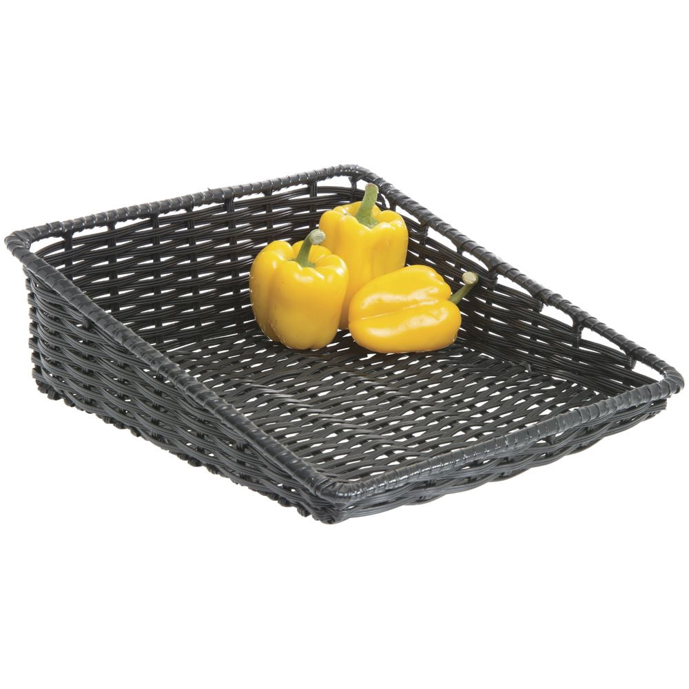 HUBERT® Black Produce Basket - 15 1/2"L x 16"D x 1 1/2" to 5"H