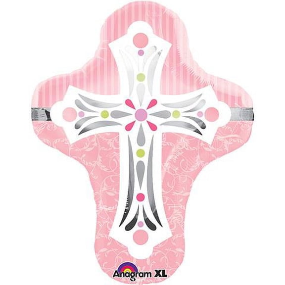 LOONBALLOON Religious Balloons, 28″ PINK CROSS