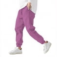 thumbnail image 2 of ZVAVZ Boys Cotton Linen Pants with Pockets Elastic Waist Drawstring Sweat Jogger Lounge Tapered Leg Harem Pants Trousers Purple,7 Years, 2 of 7