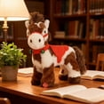 thumbnail image 5 of Yippzo Spotted Electric Plush Horse, Interactive Brown-and-White Spotted Pony with Joyful Neighing Sounds, Soft Adorable Red Saddle with a Green Bell, 5 of 8