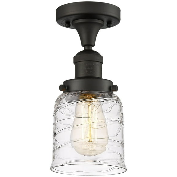 Innovations Lighting Bell - 1 Light 5" Semi-Flush Mount Deco Swirl/Oil Rubbed Bronze