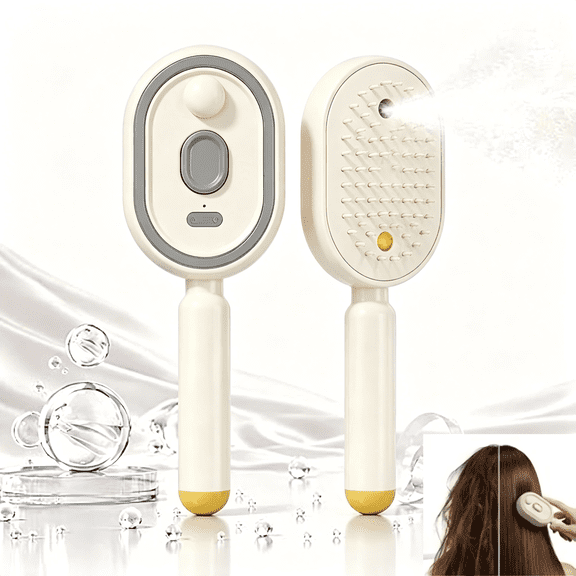 2026 Upgrade Electric Steam Brush, Rechargeable Hot Steam Hair Brush with Detangling Comb, Anti Static Frizz Control for Smoothing Styling Beige