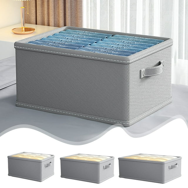 Cagogo under $5 3Pcs Fabric Storage Box, Non Woven Fabric Storage Box Drawer, Large Capacity Foldable Organizer For Clothes, Collapsible Storage Bin For Wardrobe Cabinet