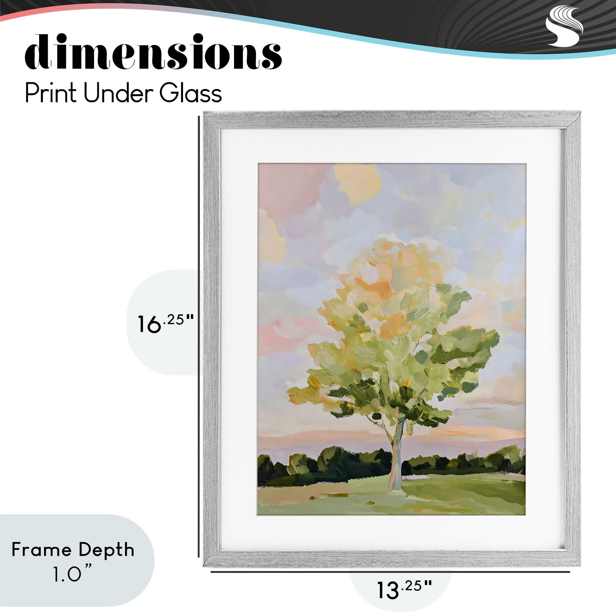 Stupell Industries Sunlit Tree Landscape Impression Gray Framed Print Under Glass, design by The Prints Vibe