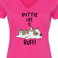 thumbnail image 4 of Inktastic Pittie Life is Ruff Spotted Pit Bull Women's V-Neck T-Shirt, 4 of 5