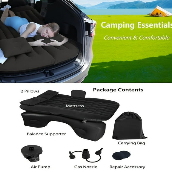 Leak-Proof Car Inflatable Mattress - Wear-Resistant Fabric for SUV/Truck/MPV. Universal Rear Seat Bed for Travel & Camping.